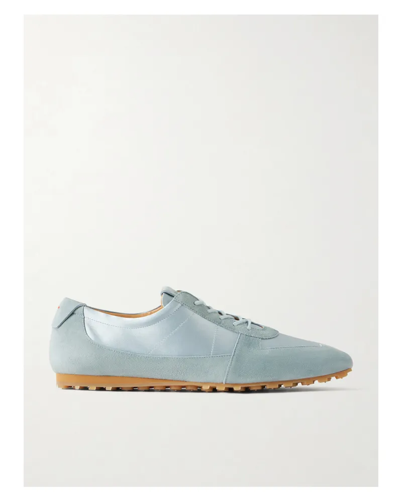 aeyde Uma Suede And Satin Sneakers - Blue Blue