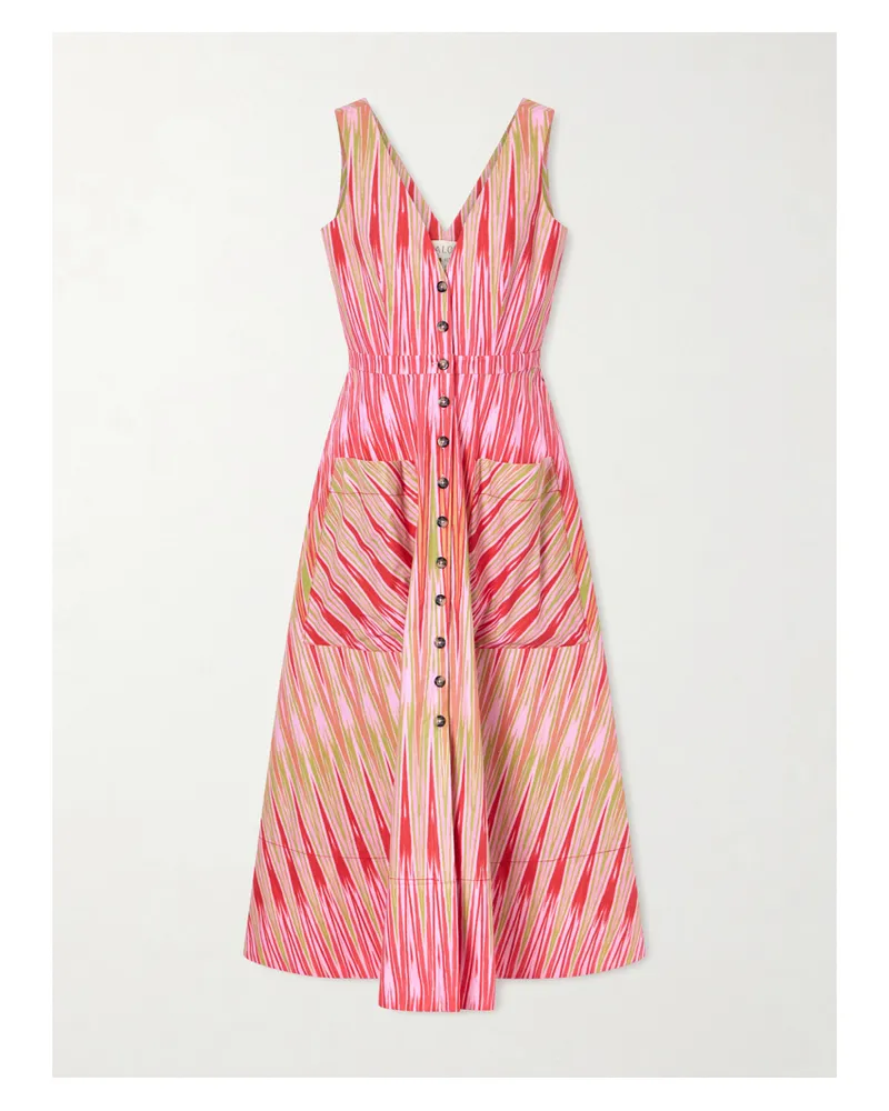 Saloni Zoey Printed Cotton-poplin Midi Dress - Pink Pink