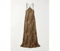 Sage Leopard-print Voile Halterneck Maxi Dress - Animal Print
