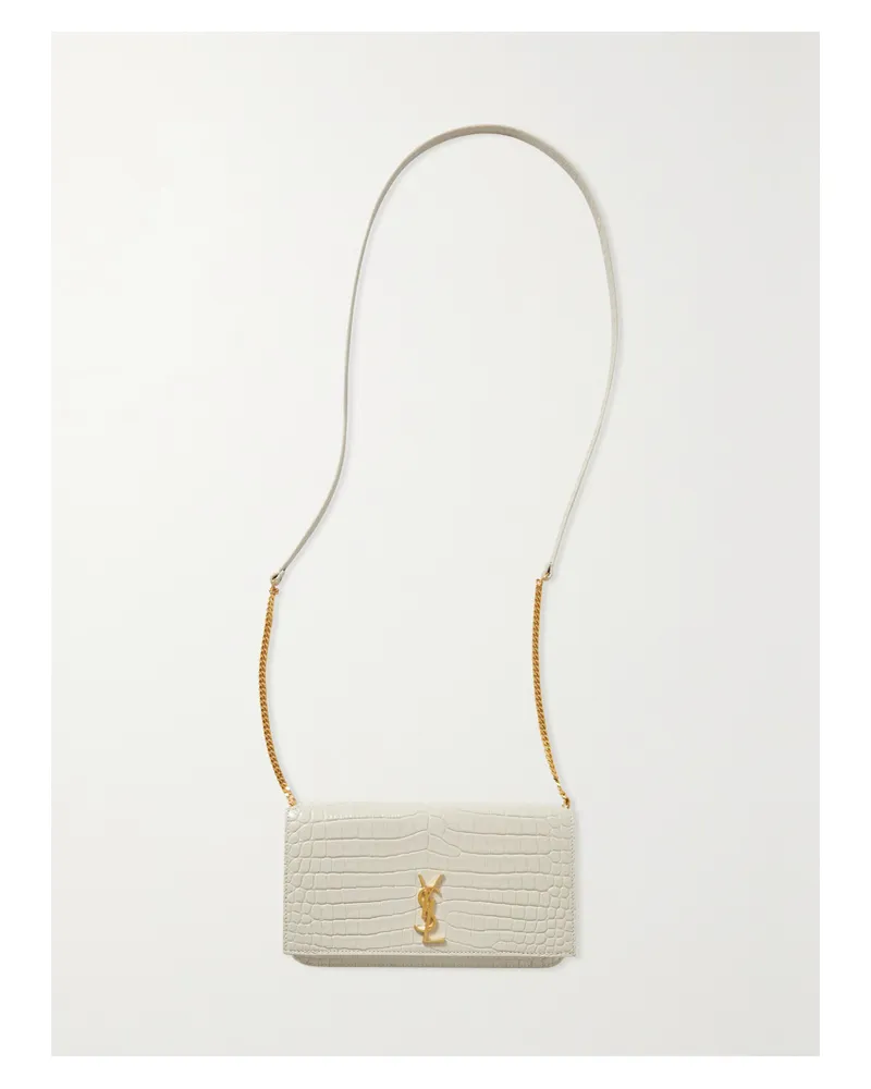 Saint Laurent Cassandre Strap Leather Phone Case - Cream Cream