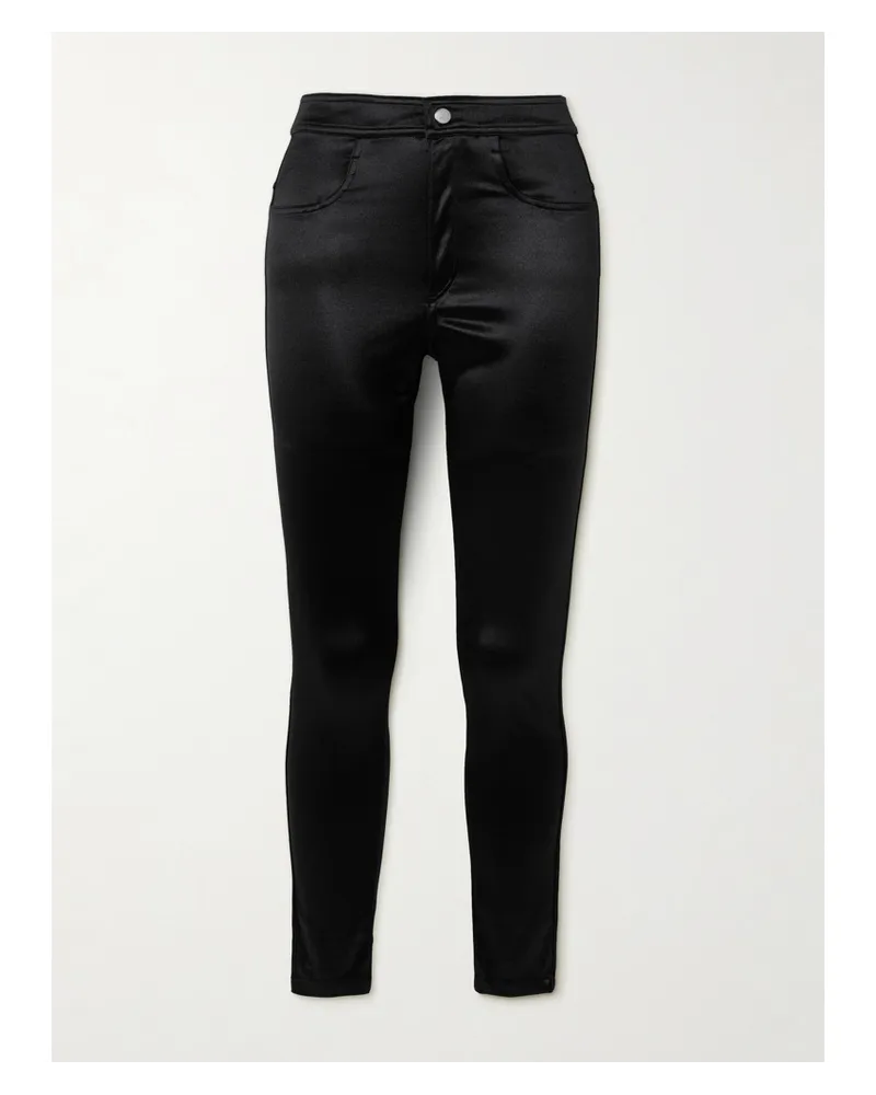 Isabel Marant Erna Eng Geschnittene Hose aus Stretch-satin in Metallic-optik Schwarz