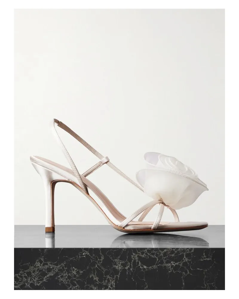 Loeffler Randall Steph Slingback-sandalen Aus Satin Mit Applikationen - Elfenbein Elfenbein