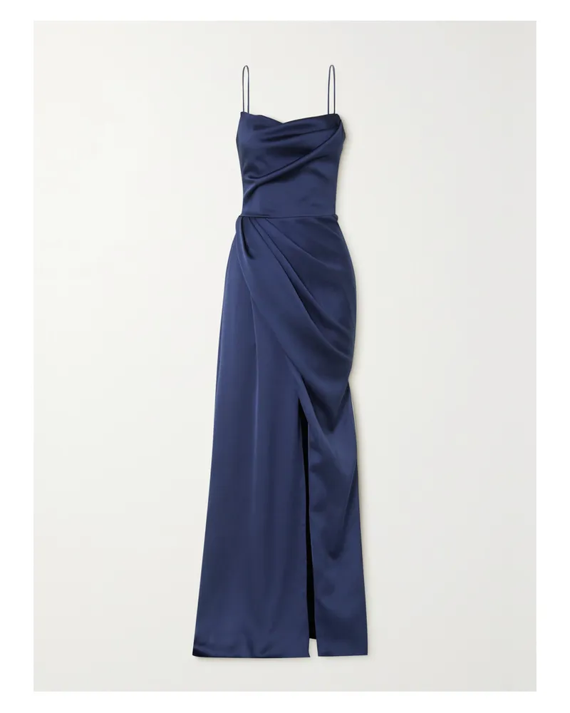 RASARIO Asymmetrische Robe Aus Glänzendem Crêpe Mit Raffungen - Blau Blau