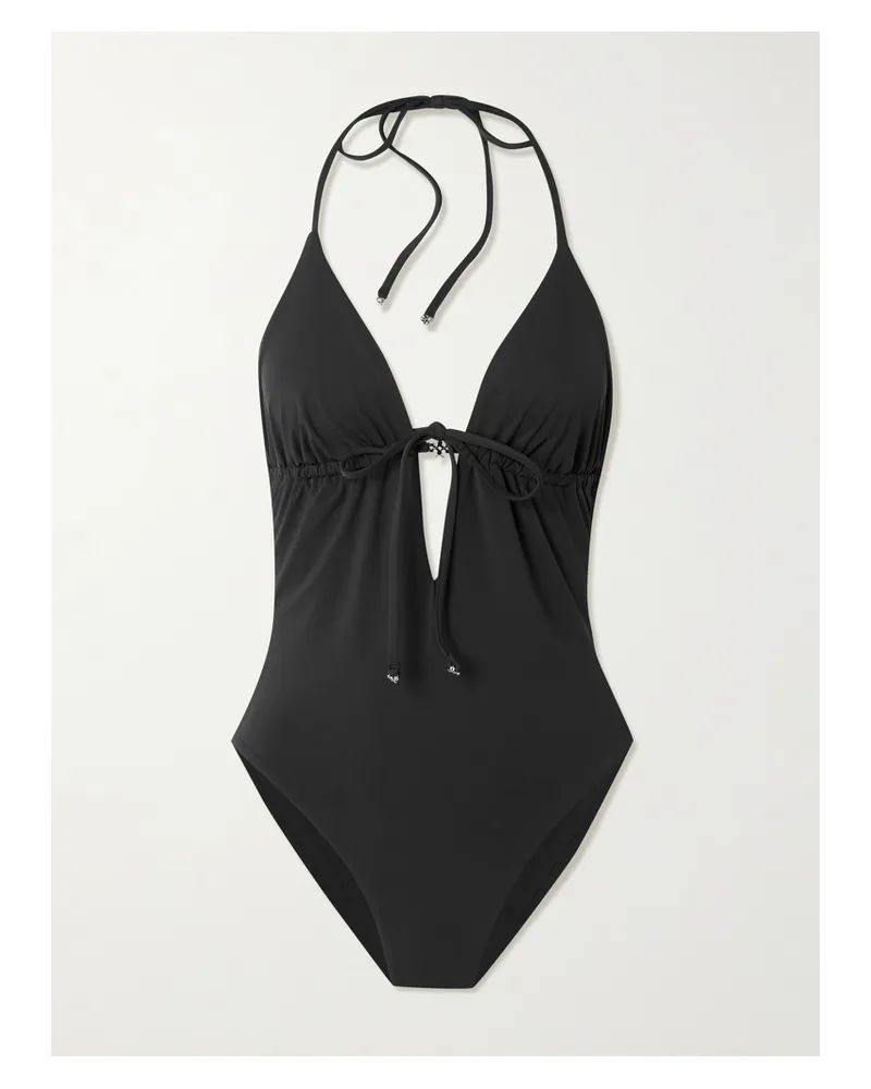 Tory Burch Cutout Halterneck Swimsuit - Black Black