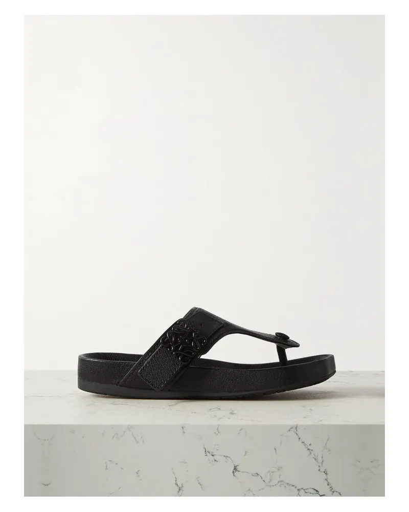 Loewe Ease Zehensandalen Aus Strukturiertem Leder Mit Verzierungen - Schwarz Schwarz