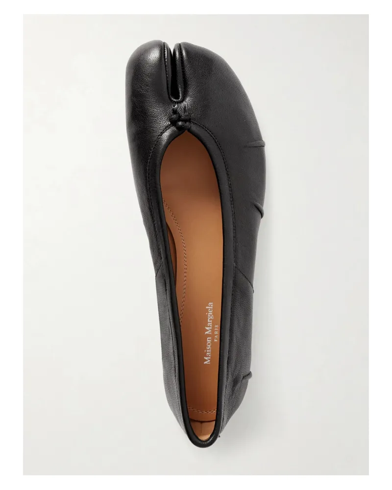 Maison Margiela Tabi Ballerinas Mit Geteilter Kappe Aus Strukturiertem Leder - Schwarz Schwarz