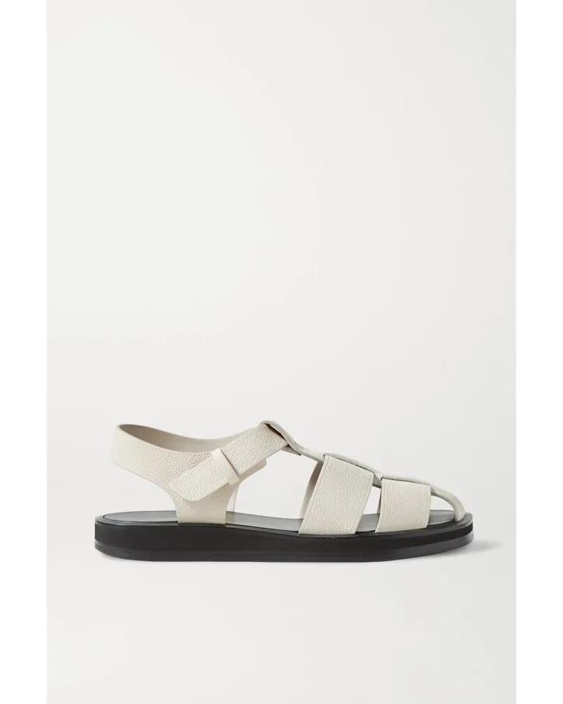 The Row Fisherman Sandalen Aus Strukturiertem Leder In Flechtoptik - Wollweiß Wollweiß