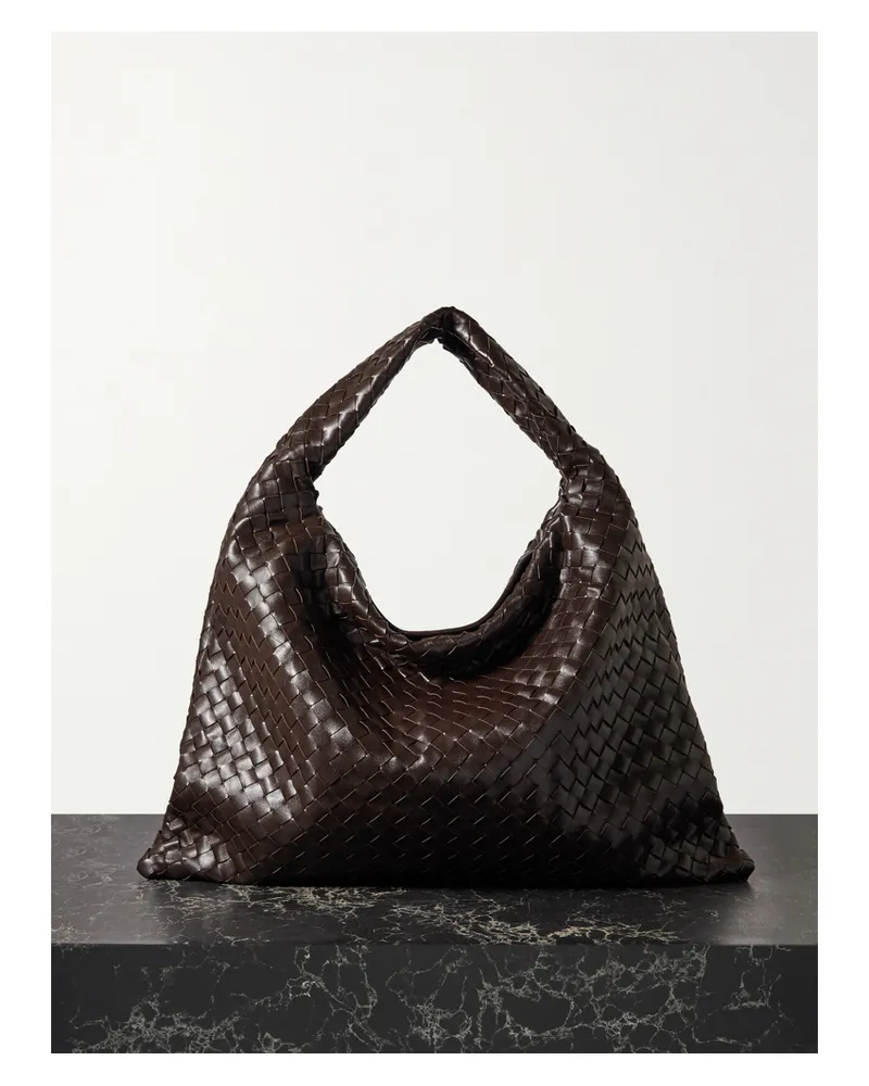 Bottega Veneta Hop Large Intrecciato Leather Tote - Brown Brown