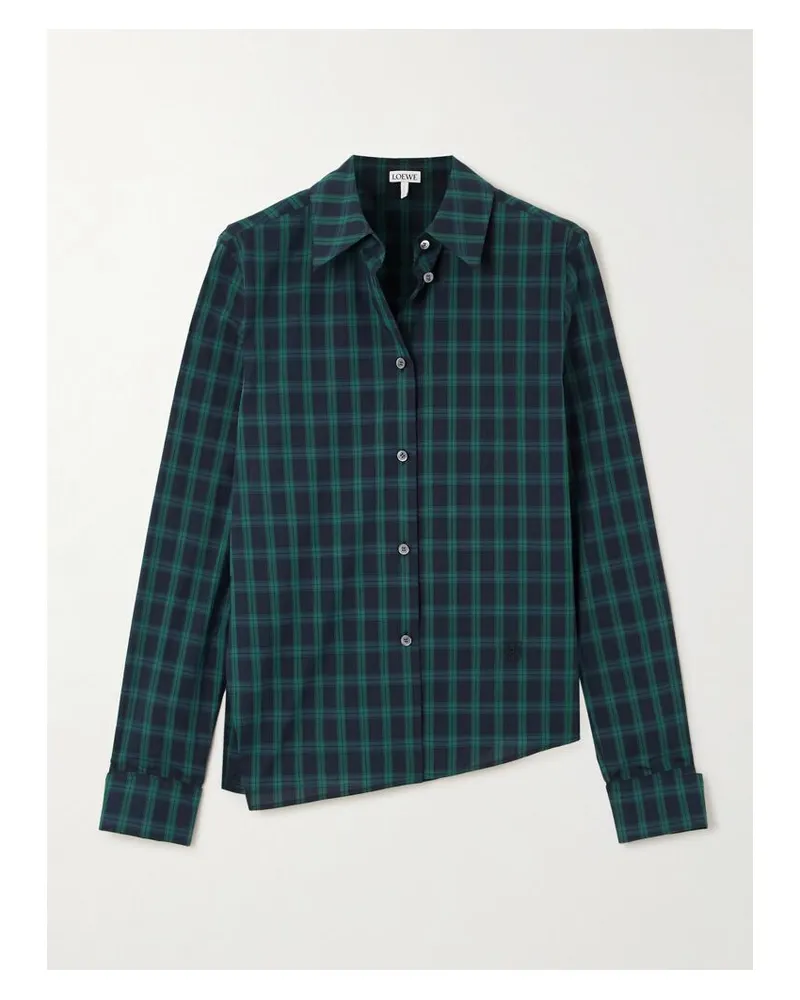 Loewe Asymmetrisches Hemd Aus Karierter Baumwollpopeline - Blau Blau