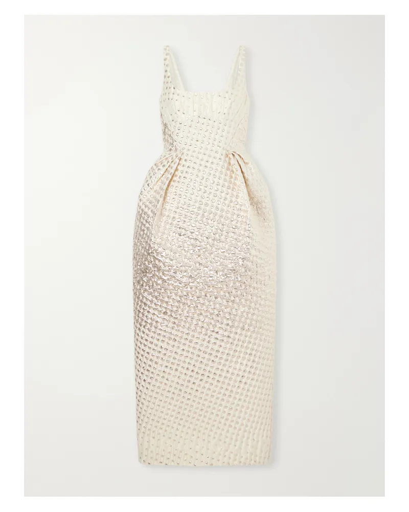 Christopher John Rogers Embellished Metallic Woven Gown - Neutrals Neutrals