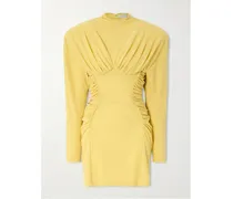 Ruched Jersey Mini Dress - Yellow