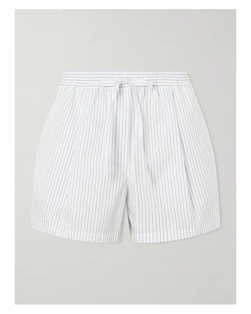 Dolce & Gabbana Striped Cotton And Silk-blend Drawstring Shorts - White White