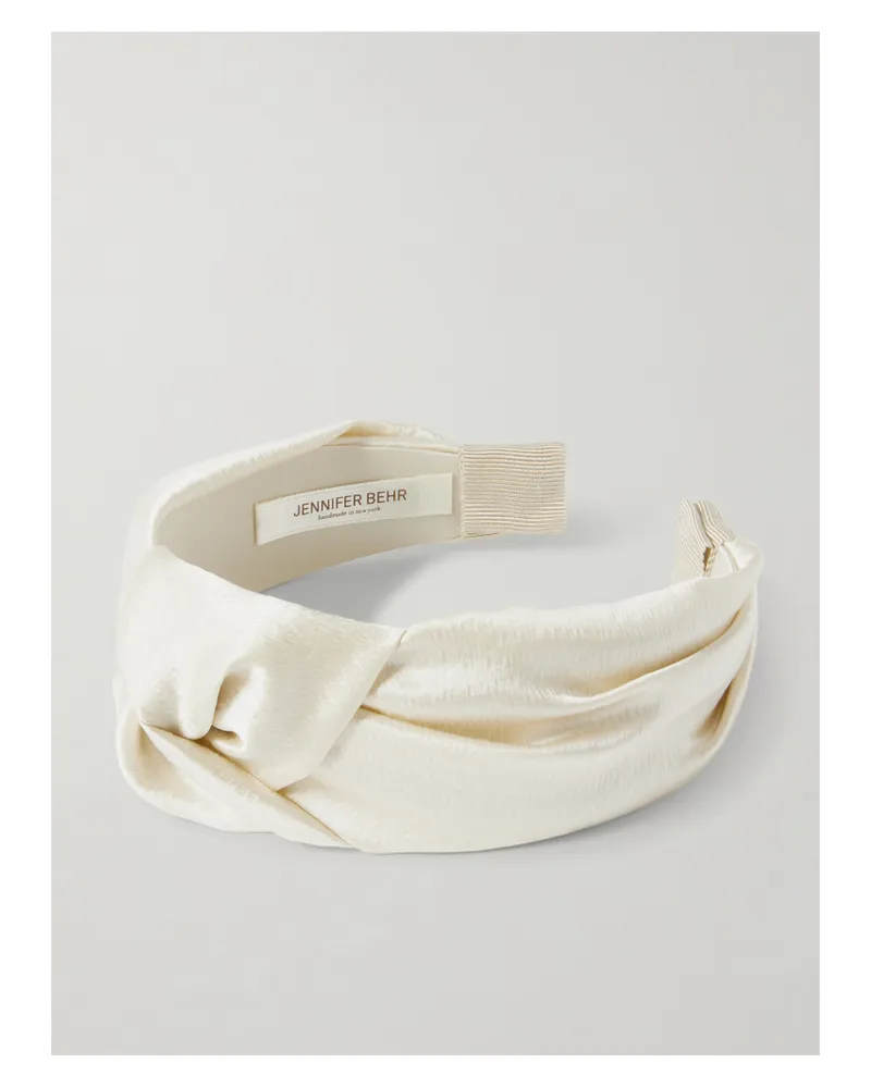Jennifer Behr Samaya Haarreif Aus Gehämmertem Seidensatin Mit Knoten - Creme Creme