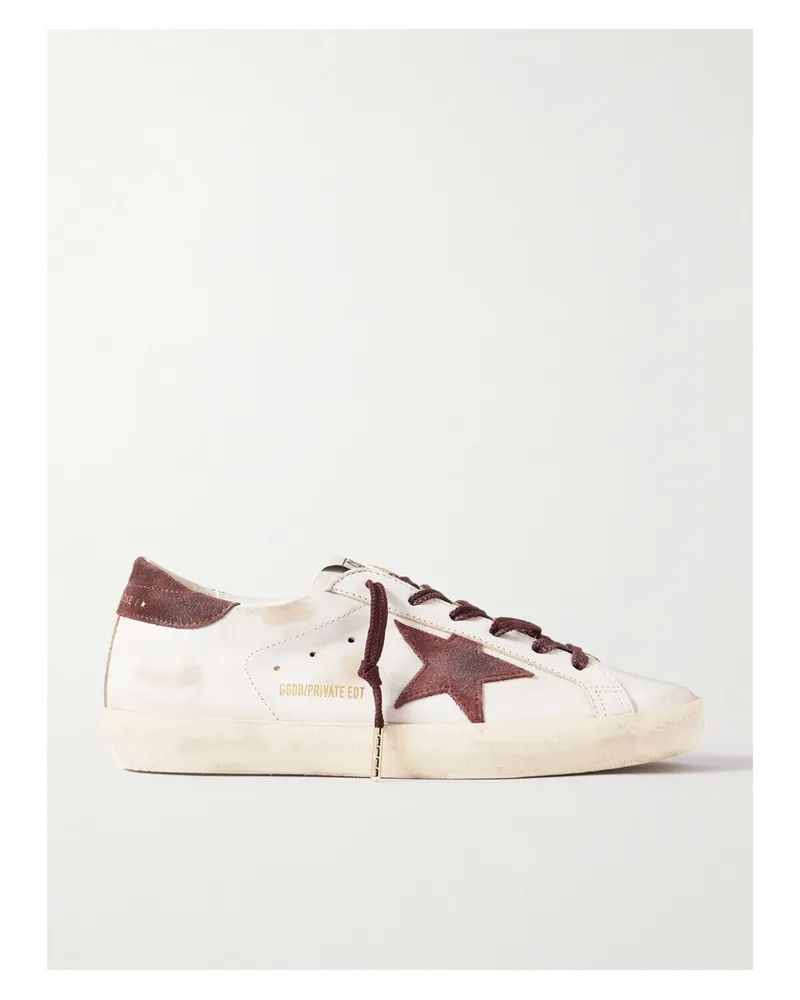 Golden Goose Super-star Distressed Suede-trimmed Leather Sneakers - Neutrals Neutrals
