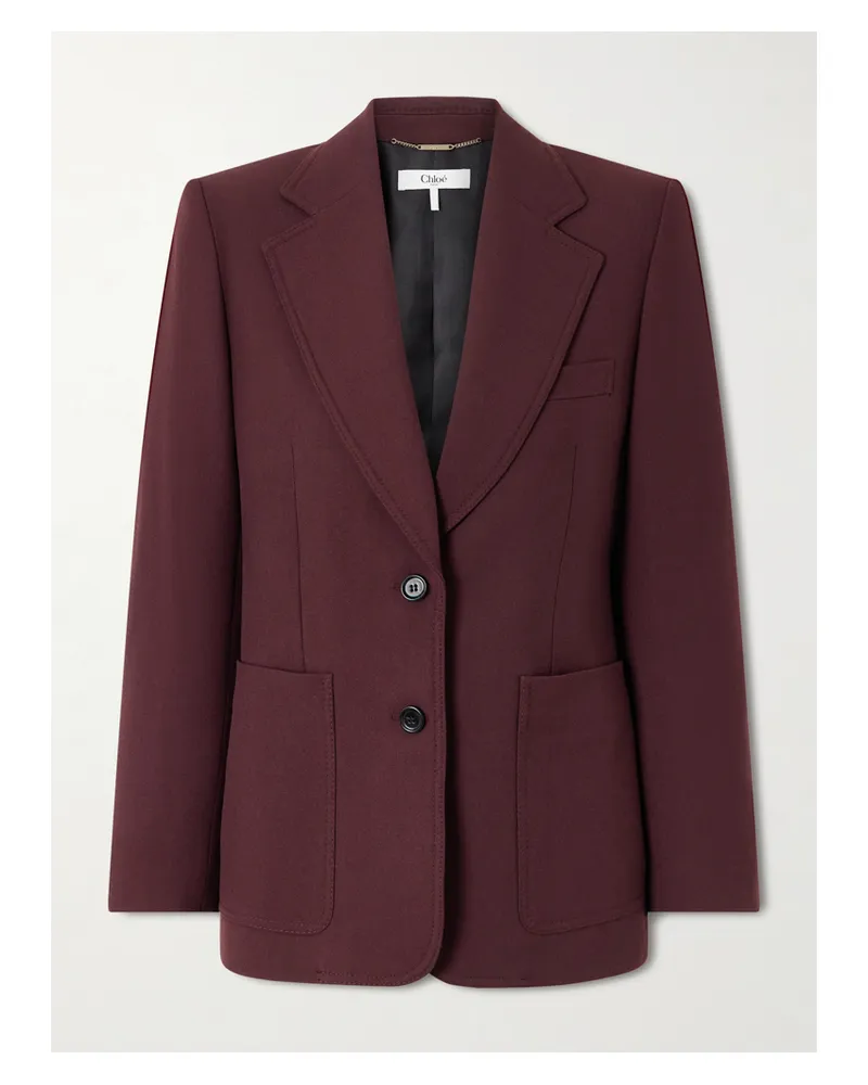 Chloé Wool-gabardine Blazer - Burgundy Burgundy