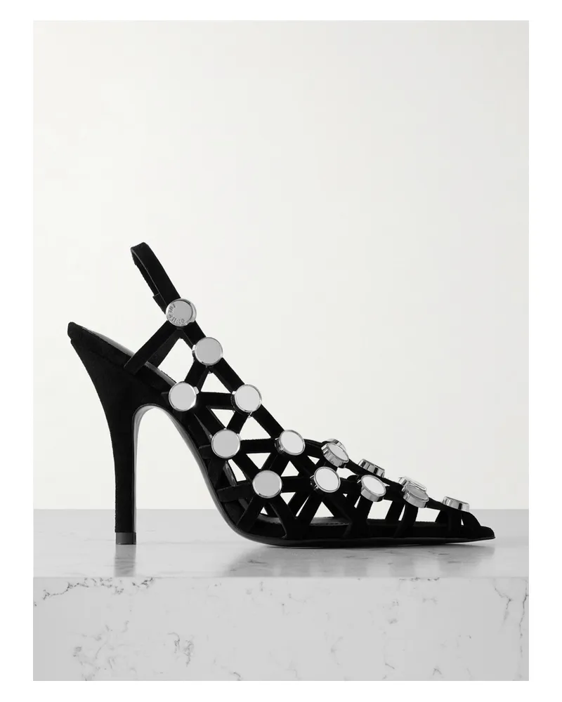 ATTICO Grid Slingback-pumps Aus Veloursleder Mit Nieten - Schwarz Schwarz