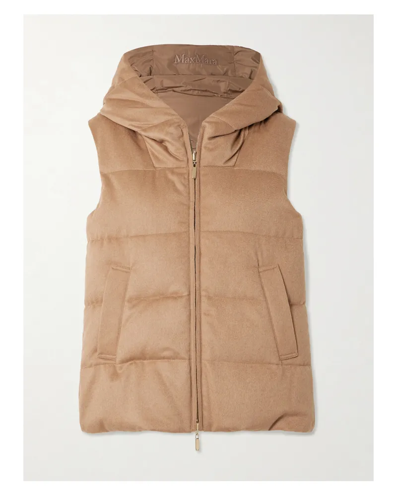 Max Mara Cube Wendbare Steppweste Aus Shell Und Kamelhaar Mit Kapuze - Braun Braun