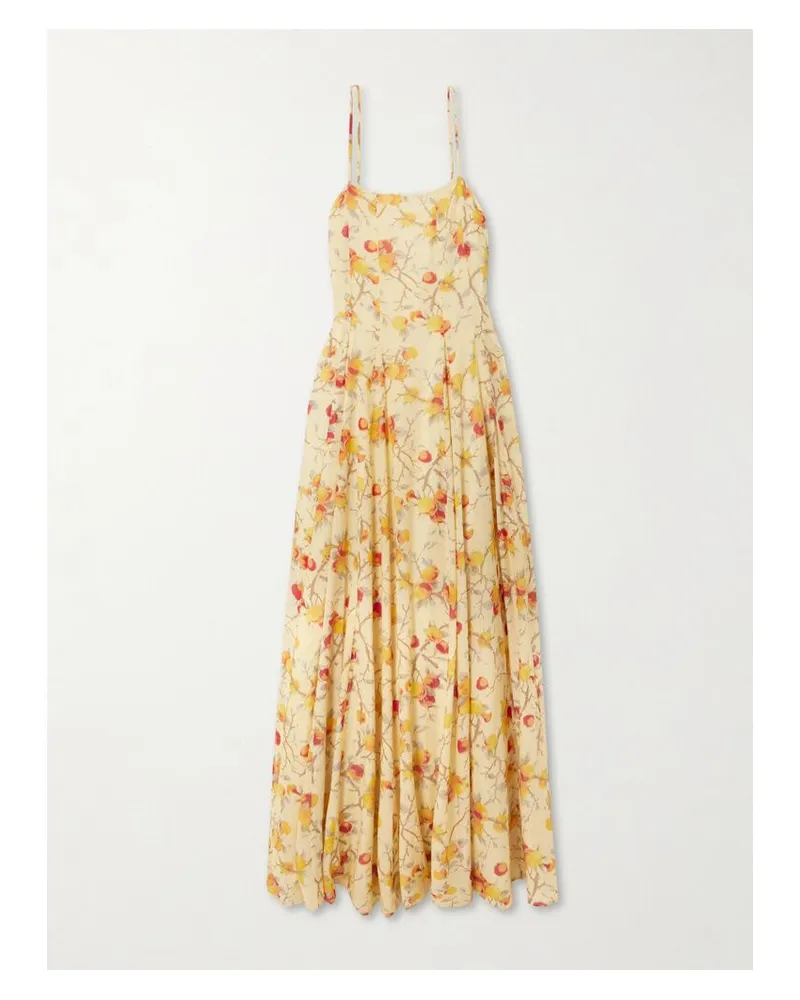 Posse Paloma Maxikleid Aus Bedrucktem Voile Aus Einer Baumwollmischung - Gelb Gelb
