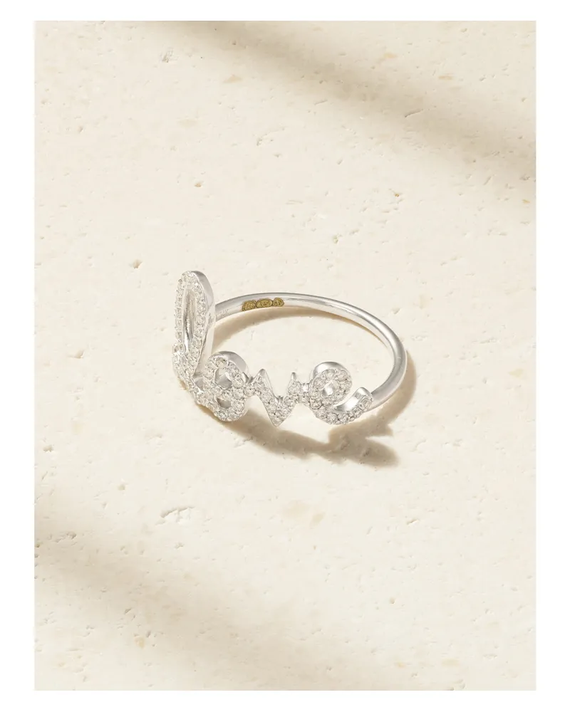 Sydney Evan Love Script 14-karat White Gold Diamond Ring Gold