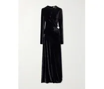 Embellished Cutout Velvet Maxi Dress - Black