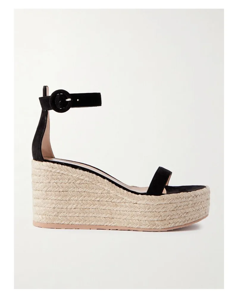 Gianvito Rossi 45 Espadrille-wedges Aus Veloursleder - Schwarz Schwarz