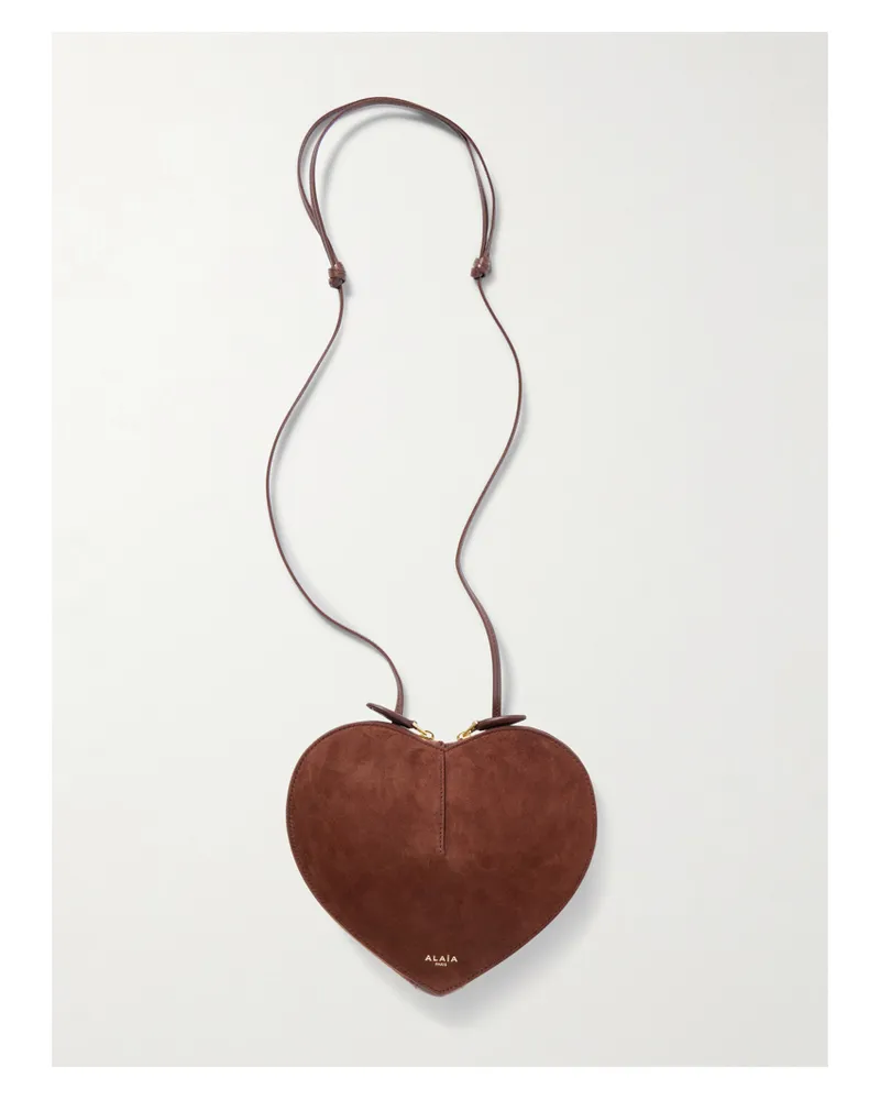 Alaïa Le Coeur Suede And Leather Shoulder Bag - Brown Brown