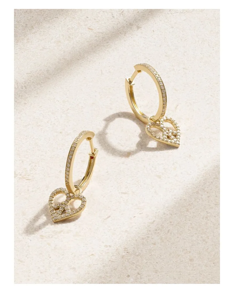 Sydney Evan Peace Love Creolen Aus 14 Karat Gold Mit Diamanten Gold