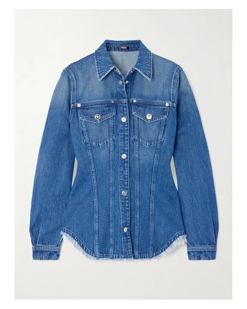 Versace Jeanshemd Mit Fransen - Blau Blau