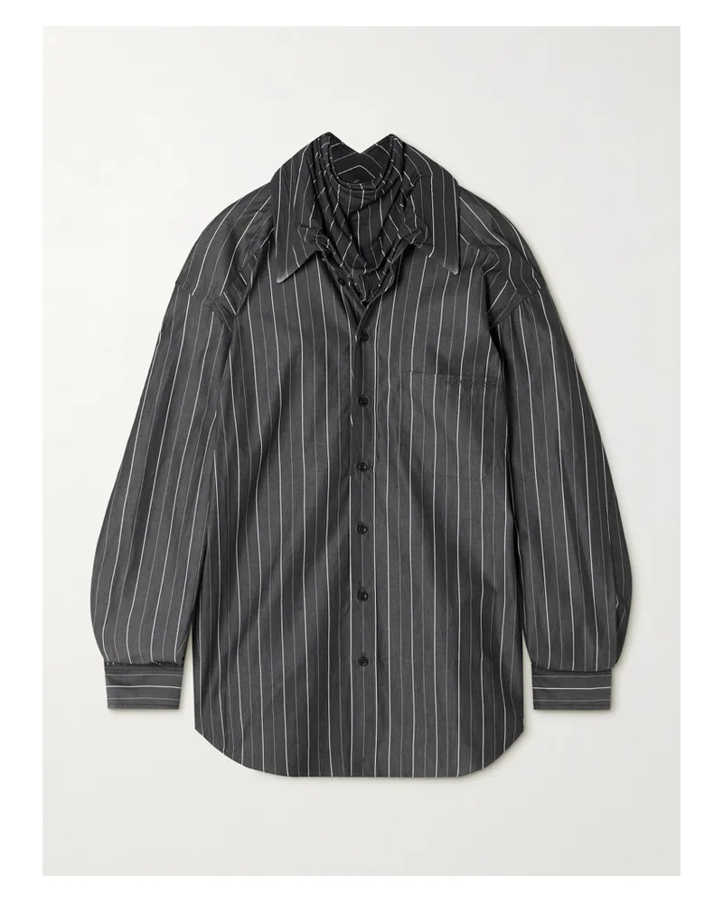 Y/PROJECT Hemd Aus Biobaumwollpopeline Mit Besatz Aus Jersey Und Nadelstreifen - Grau Grau