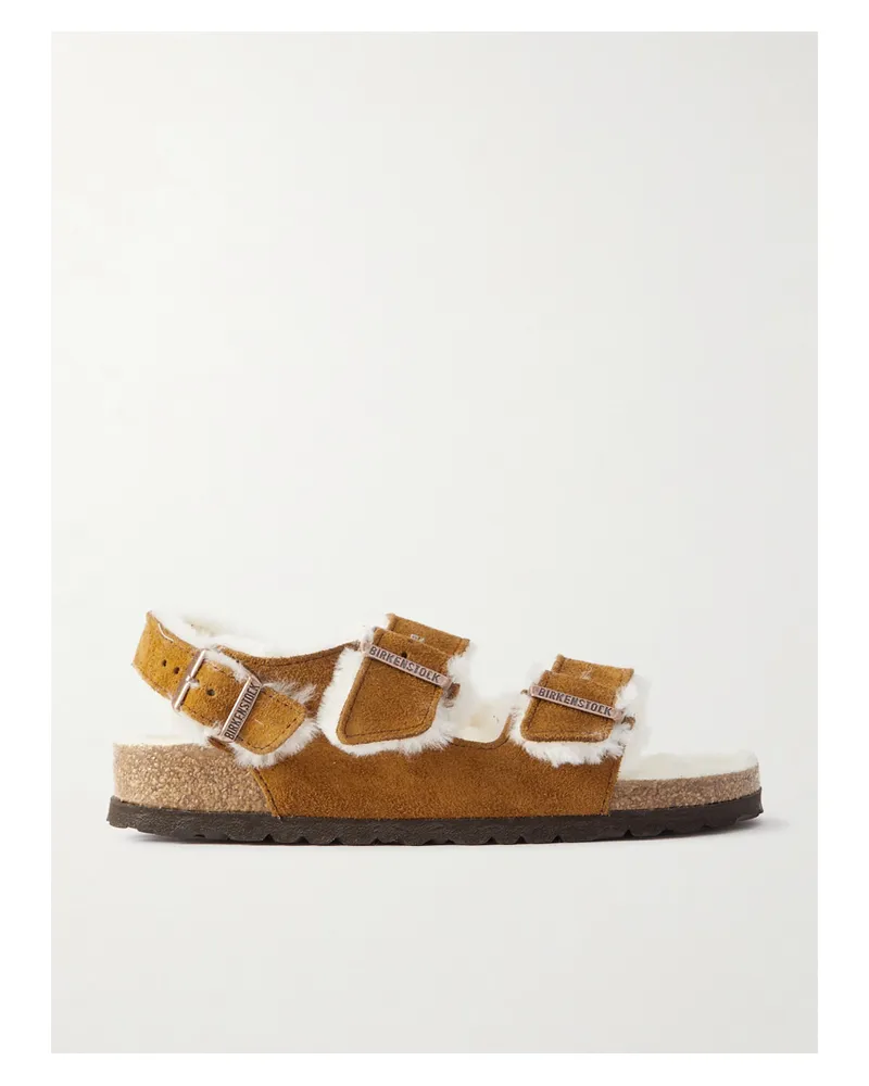 Birkenstock Milano Shearling-lined Suede Sandals - Brown Brown