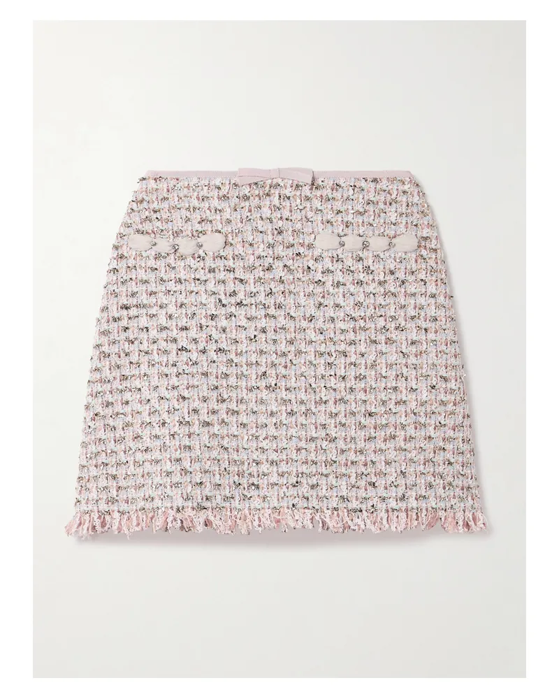 Valentino Garavani Minirock Aus Metallic-tweed Mit Verzierungen - Pink Pink