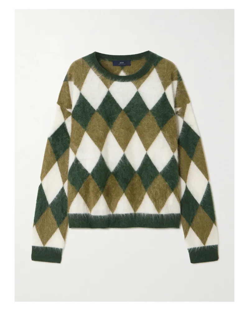 arch4 Leon Pullover Aus Gebürstetem Biokaschmir Mit Argyle-muster - Grün Grün