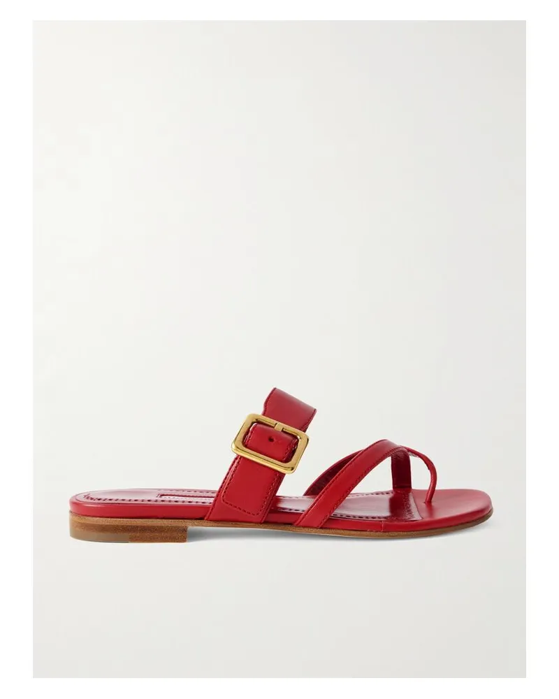 Manolo Blahnik Thalusa Pantoletten Aus Leder - Rot Rot