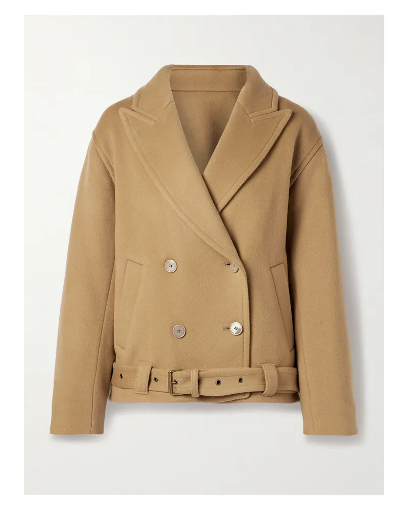 Isabel Marant Warna Double-breasted Belted Wool-blend Felt Coat - Brown Brown