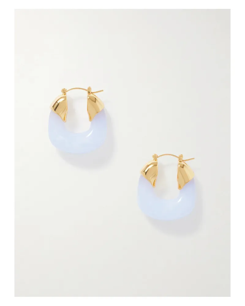 Lizzie Fortunato Mini Organic Gold-plated And Resin Hoop Earrings - Blue Blue