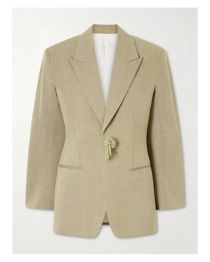 Bottega Veneta Embellished Wool-blend Blazer - Green Green