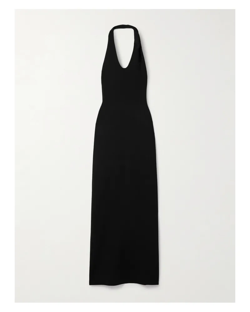 SIR Solari Neckholder-maxikleid Aus Recyceltem Stretch-jersey - Schwarz Schwarz