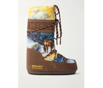 Guest In Residence Icon Postcard Schneestiefel Aus Shell Mit Print Und Besätzen Aus Veloursleder - Braun