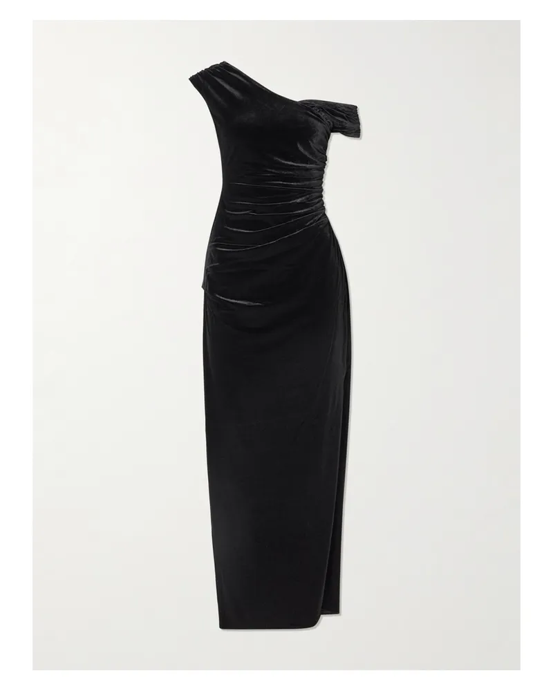 SIR Ettore Asymmetrisches Maxikleid Aus Stretch-samt - Schwarz Schwarz