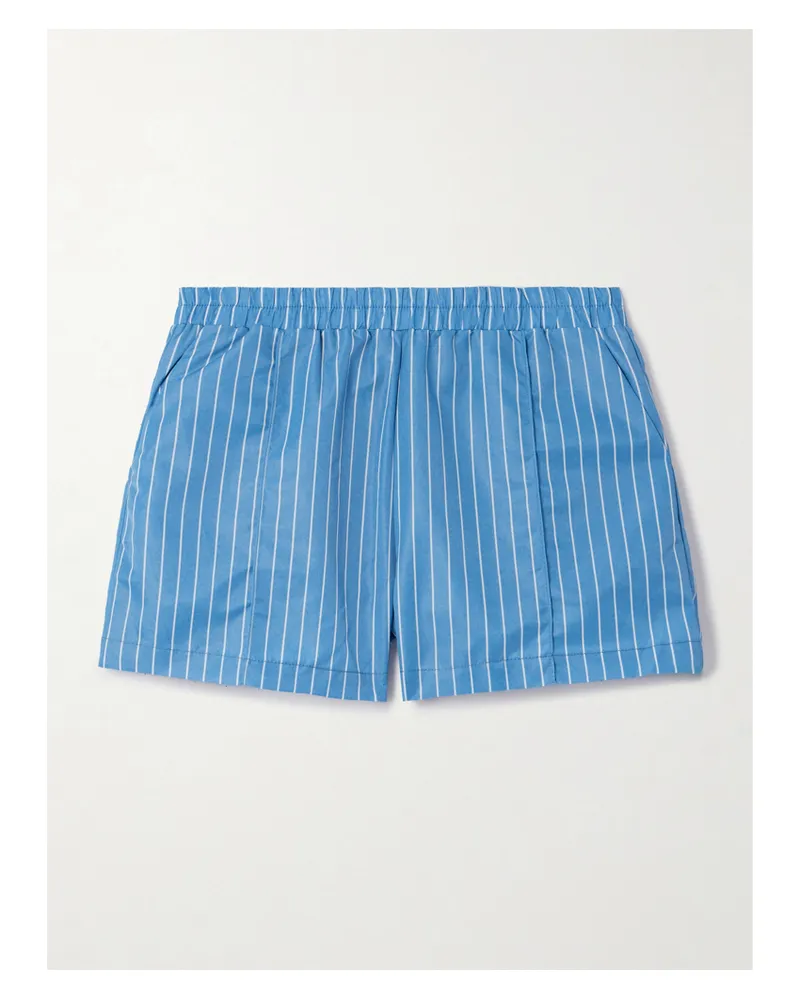 STAUD Taurus Shorts Aus Gestreiftem Shell - Blau Blau