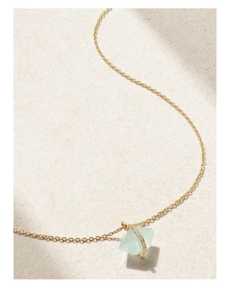 Melissa Joy Manning 14-karat Recycled Gold, Aquamarine And Herkimer Diamond Necklace - Blue Blue