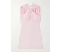 Solene Ruched Chiffon And Satin-crepe Mini Dress - Pink