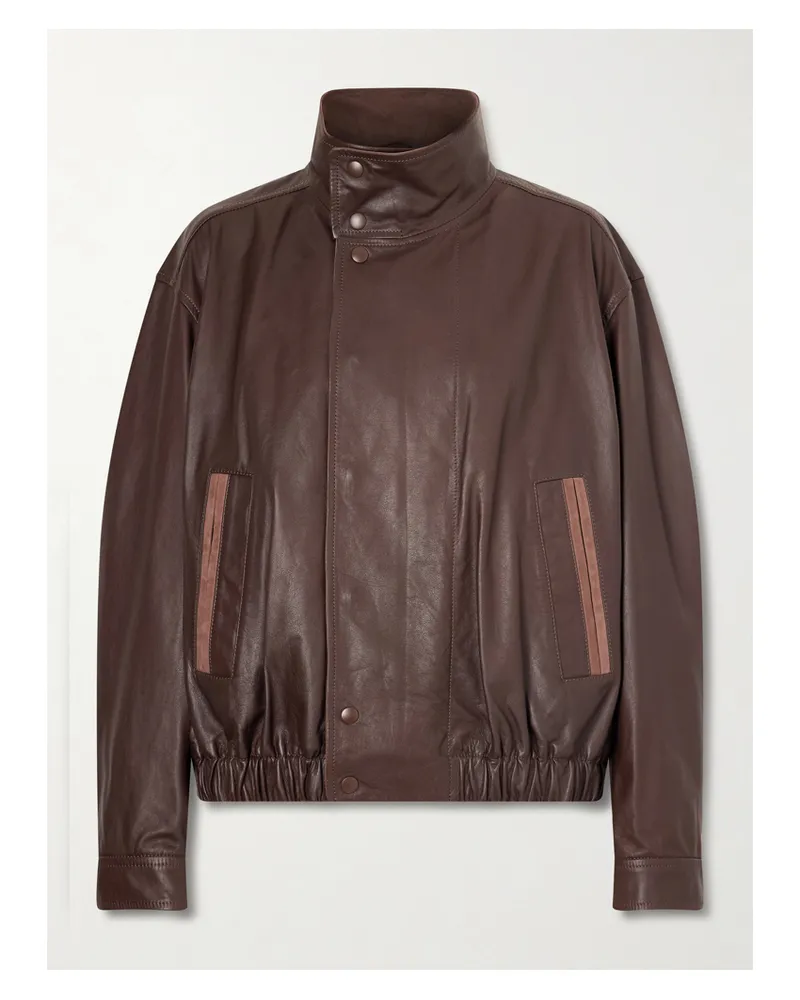 Christophe Lemaire Suede-trimmed Leather Jacket - Brown Brown