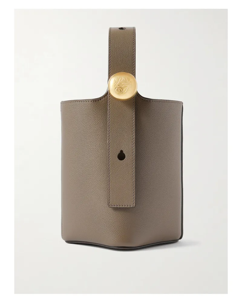 Loewe Pebble Mini Textured-leather Tote - Brown Brown