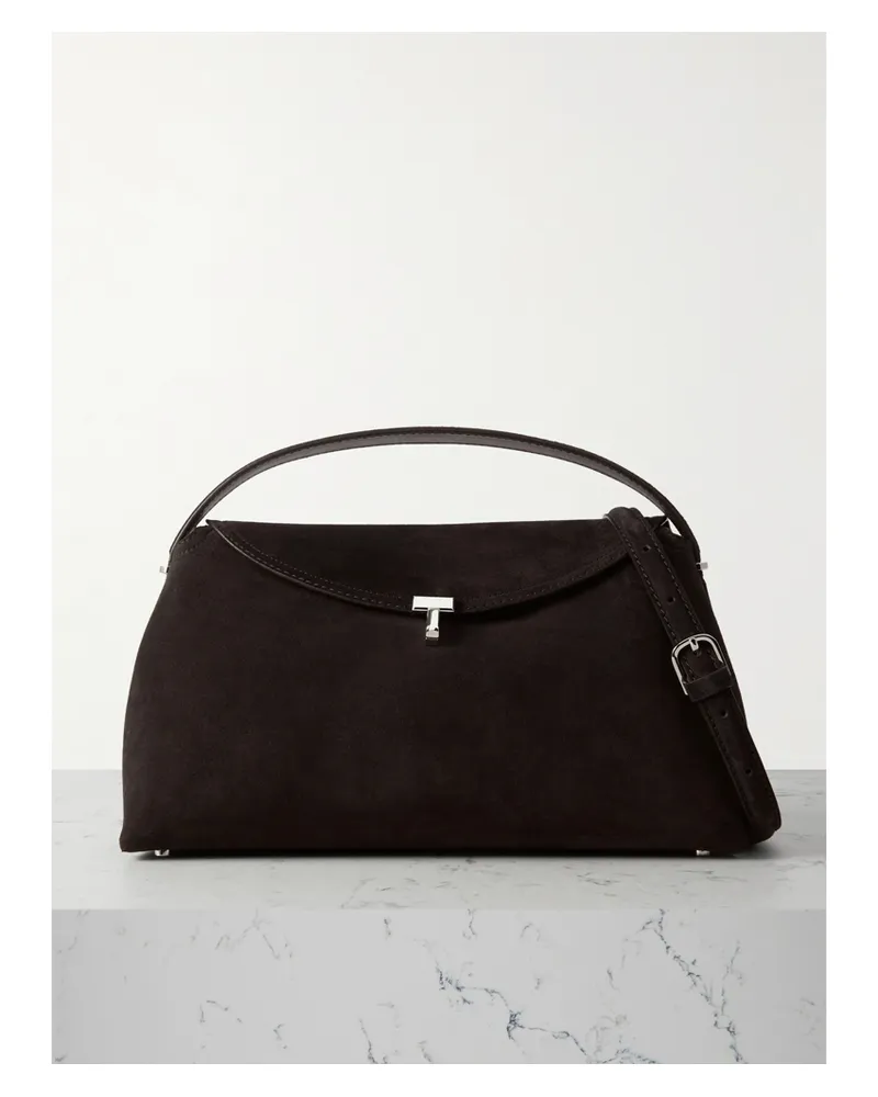 Totême T-lock Suede Shoulder Bag - Brown Brown