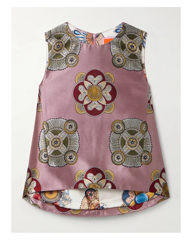 La DoubleJ Icon La Scala Oberteil Aus Satin Mit Jacquard-muster - Lila Lila