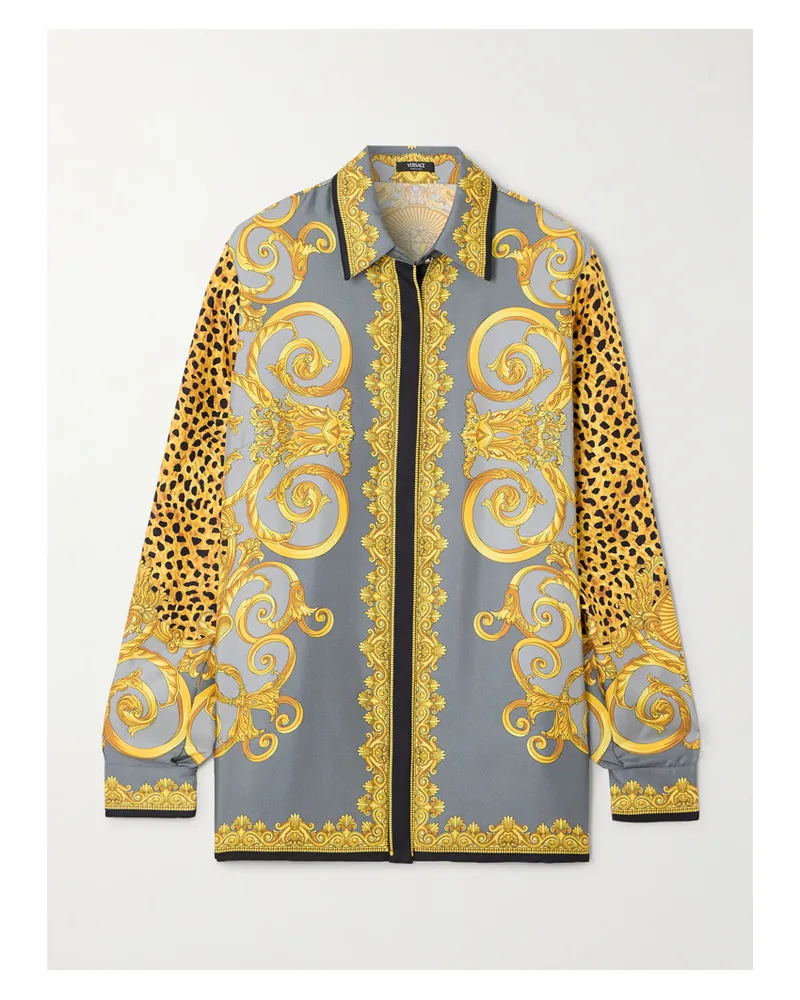 Versace Hemd Aus Bedrucktem Seiden-twill - Mehrfarbig Mehrfarbig