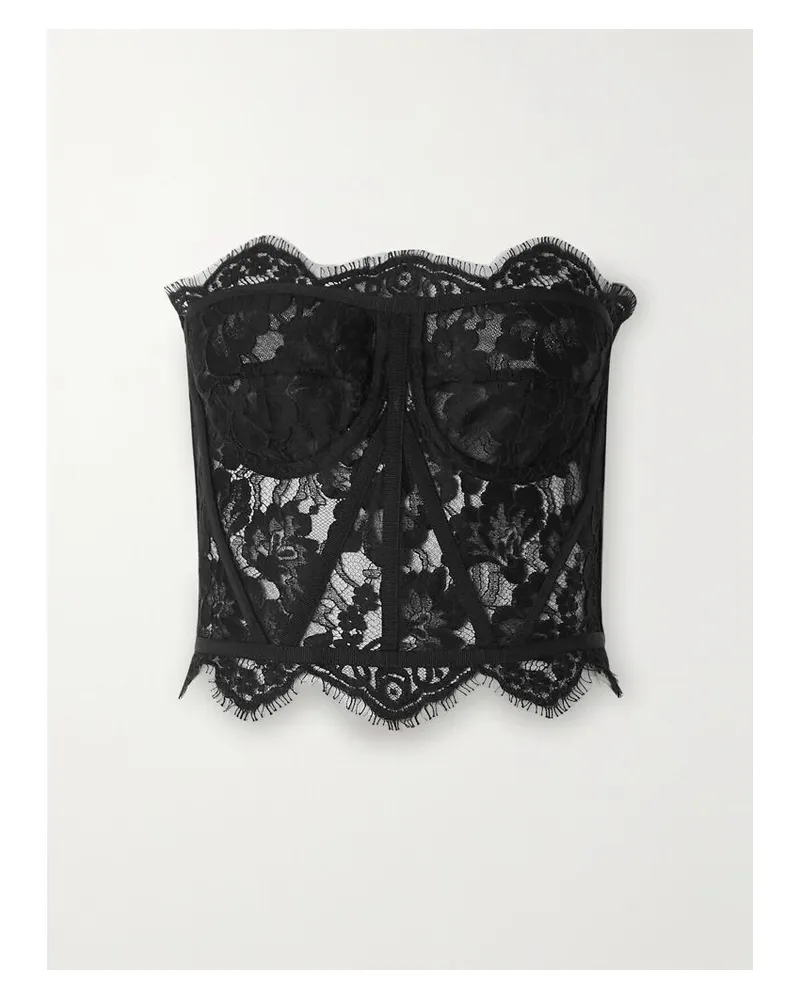 Dolce & Gabbana Bustier Aus Spitze Mit Ripsbandbesätzen - Schwarz Schwarz
