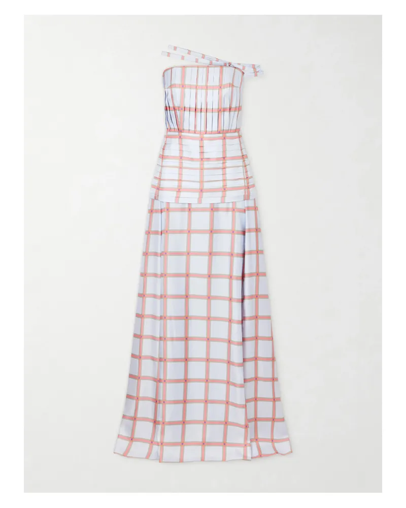 EMILIA WICKSTEAD Estella Pleated Checked Silk-twill Gown - Multi Multi