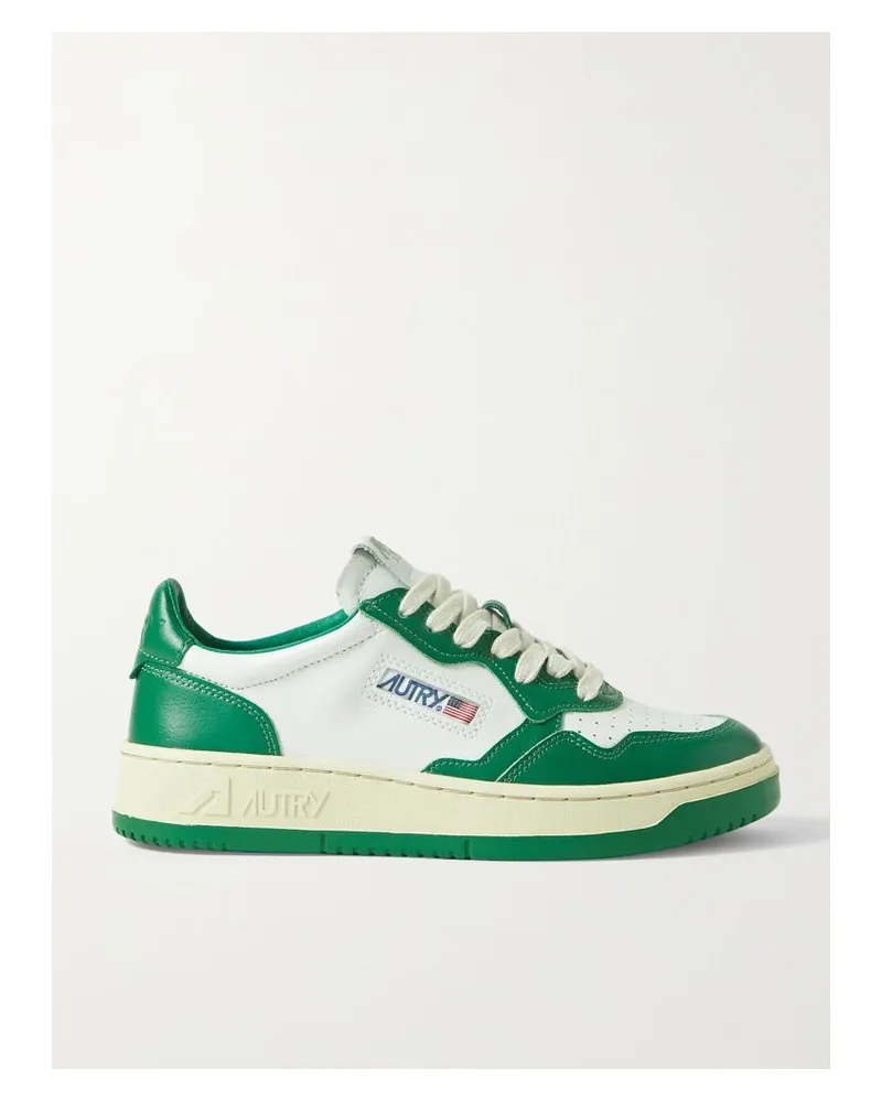 AUTRY Medalist Low Zweifarbige Sneakers Aus Leder - Grün Grün